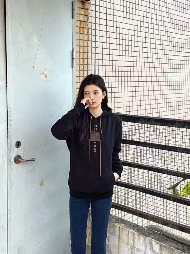 Loewe Black Embroidered Logo Hoodie view
