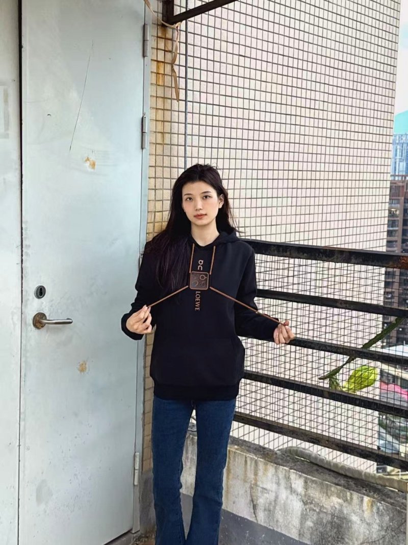 Loewe Black Embroidered Logo Hoodie view
