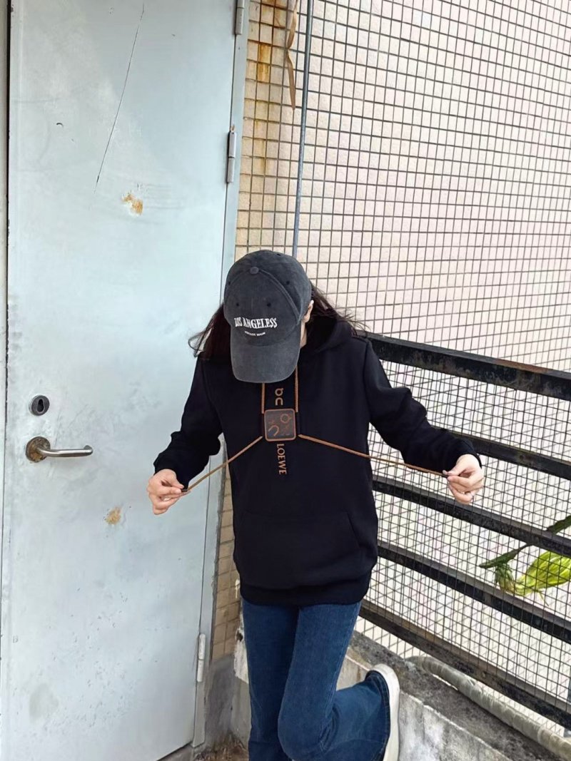 Loewe Black Embroidered Logo Hoodie view