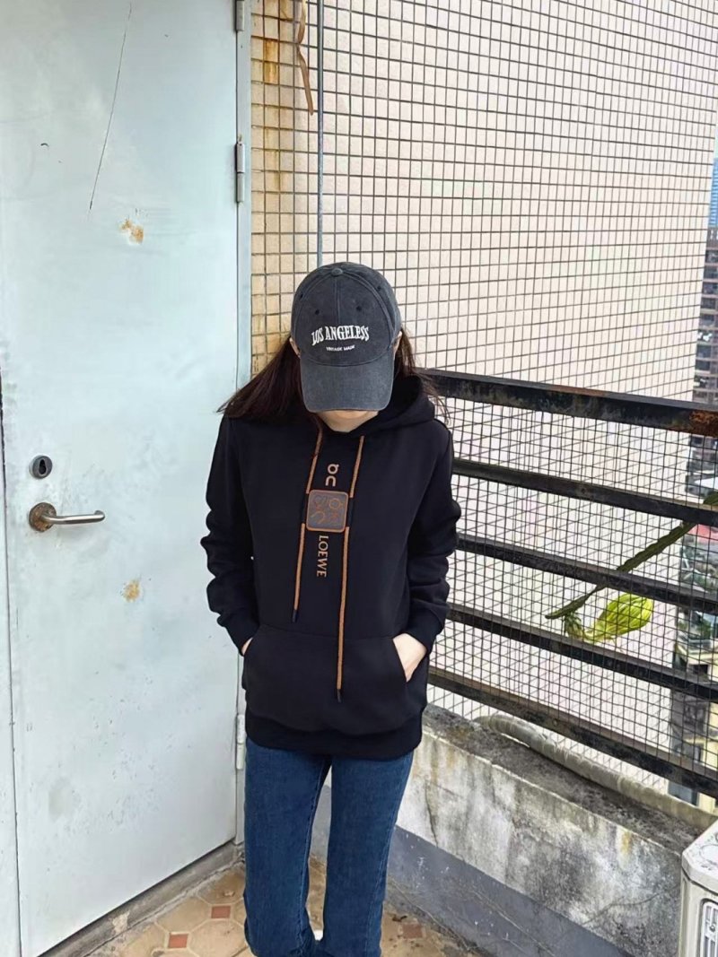 Loewe Black Embroidered Logo Hoodie view