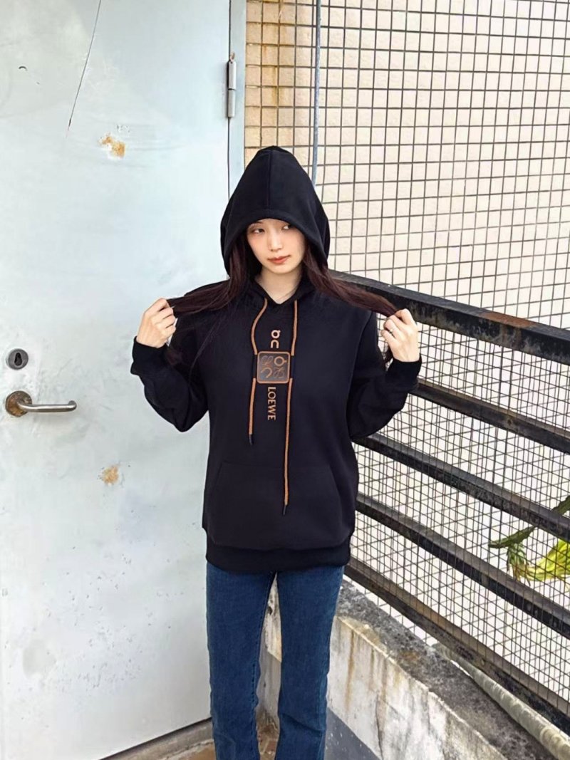 Loewe Black Embroidered Logo Hoodie view
