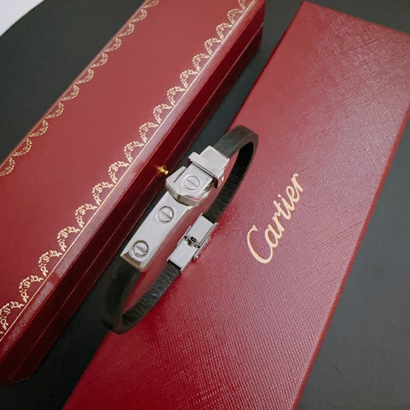 Cartier Love Leather Bracelet Set - White & Black