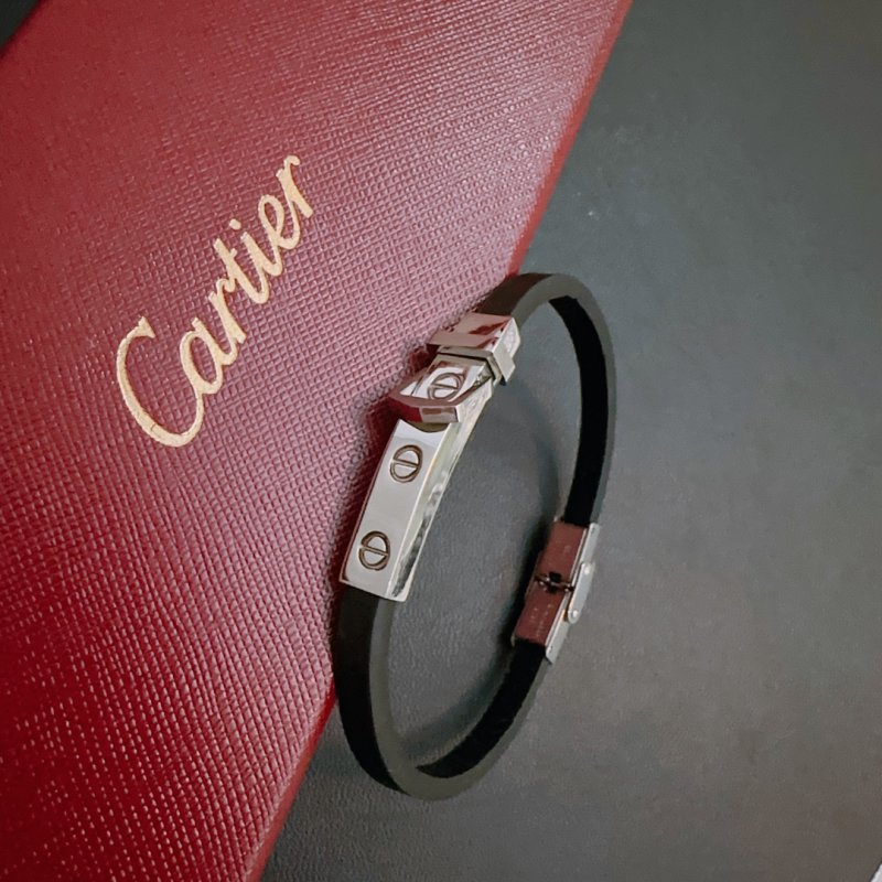 Cartier Love Leather Bracelet Set - White & Black view