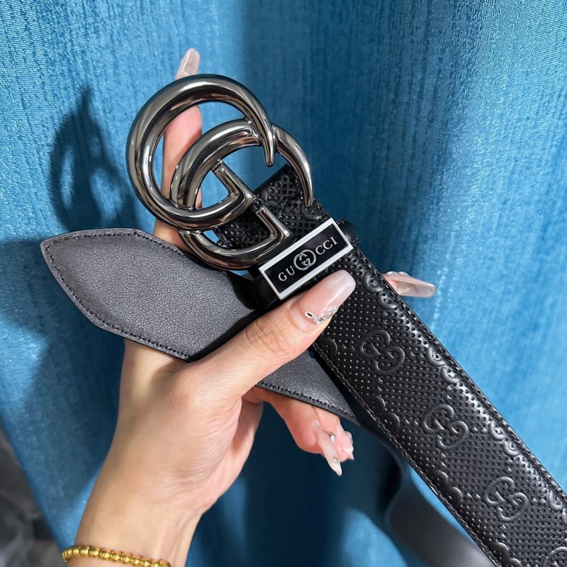 Gucci GG Marmont Black Leather Belt with Steel Buckle view