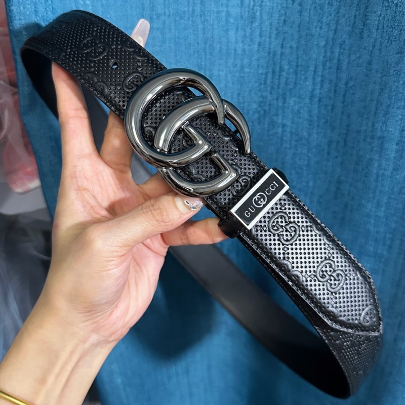 Gucci GG Marmont Black Leather Belt with Steel Buckle view