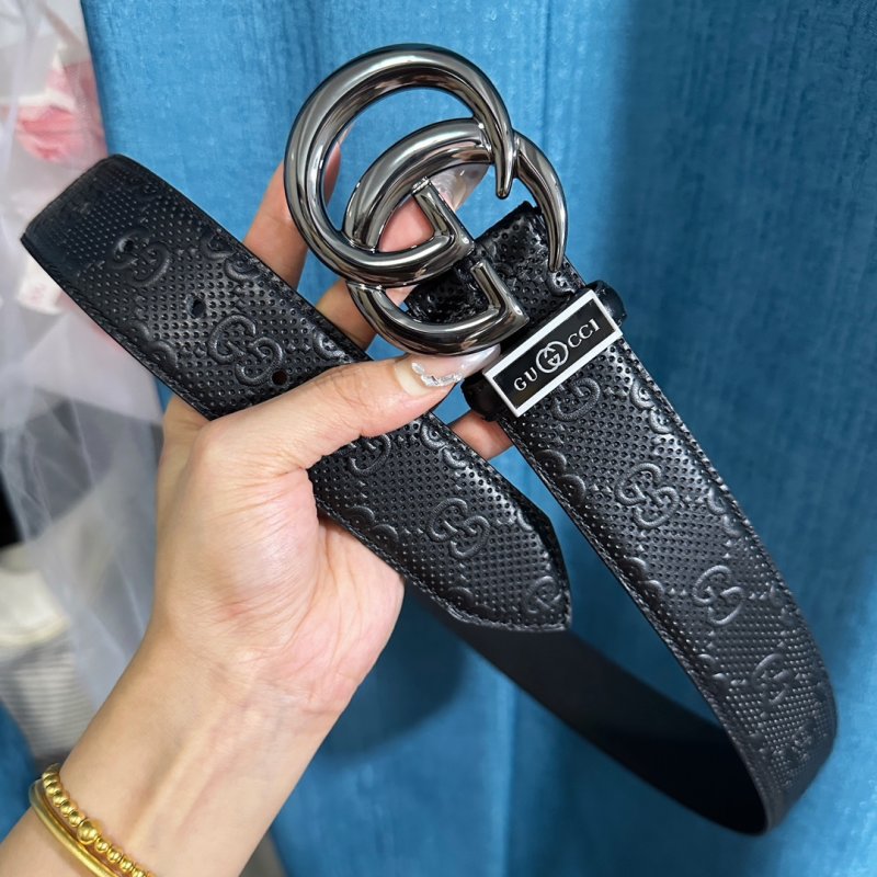 Gucci GG Marmont Black Leather Belt with Steel Buckle view
