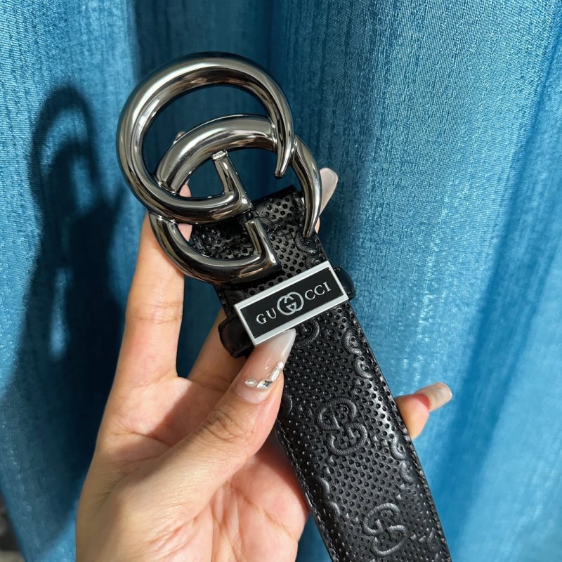 Gucci GG Marmont Black Leather Belt with Steel Buckle view