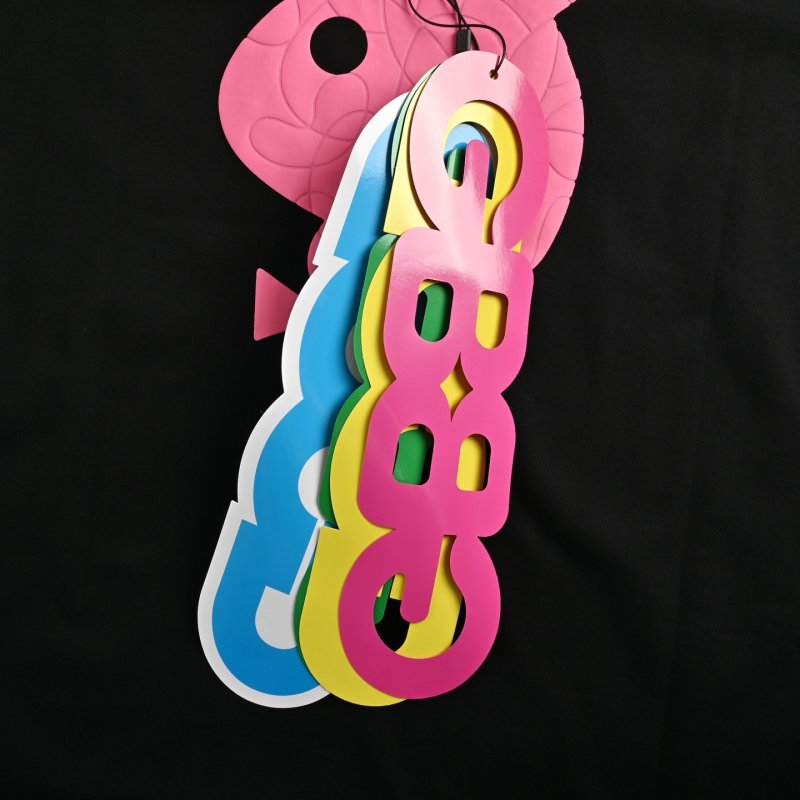 Black T-Shirt with Pink Rabbit Graphic Back Print view