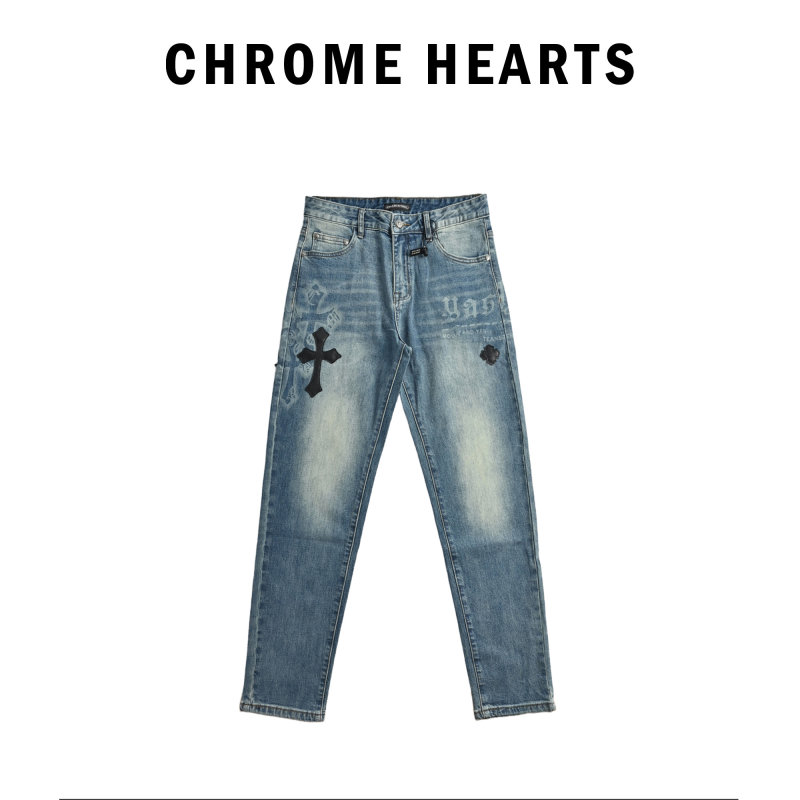 Chrome Hearts Cross Print Medium Wash Jeans view