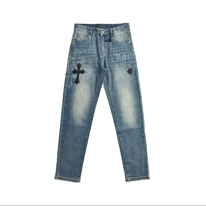 Chrome Hearts Cross Print Medium Wash Jeans view