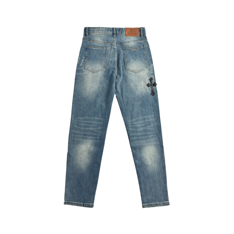 Chrome Hearts Cross Print Medium Wash Jeans view