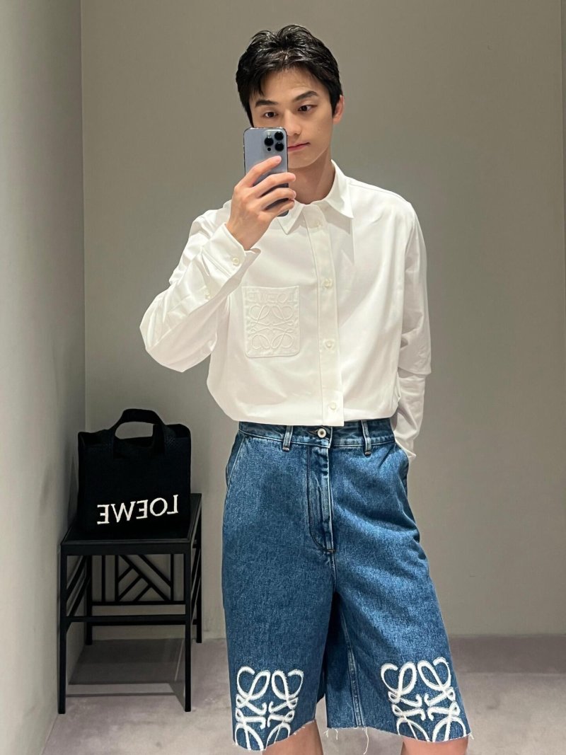 Loewe Anagram Denim Shorts Blue view