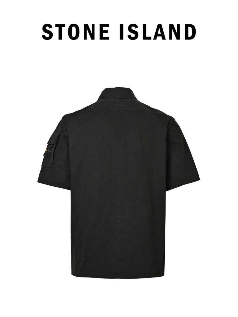 Stone Island Compass Badge Black Denim Shirt view