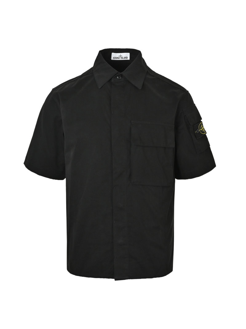 Stone Island Compass Badge Black Denim Shirt view
