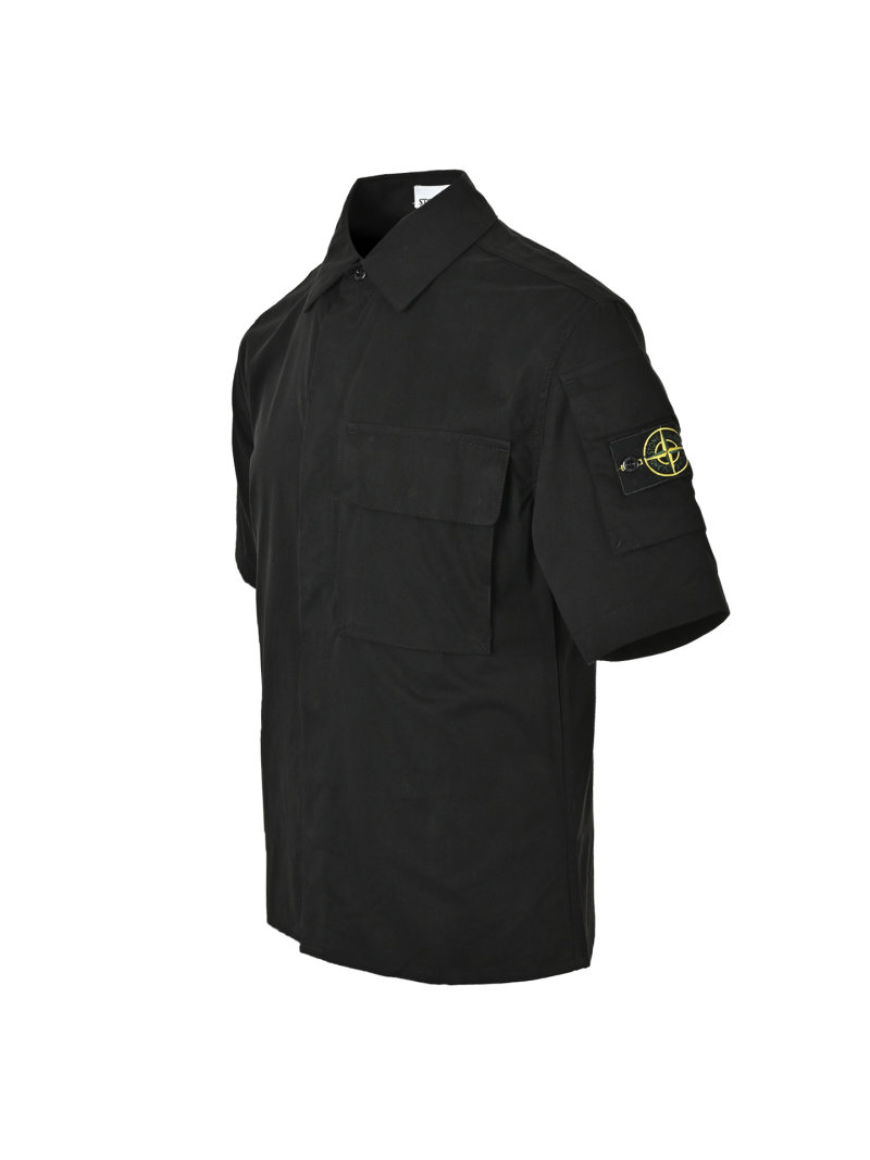 Stone Island Compass Badge Black Denim Shirt view