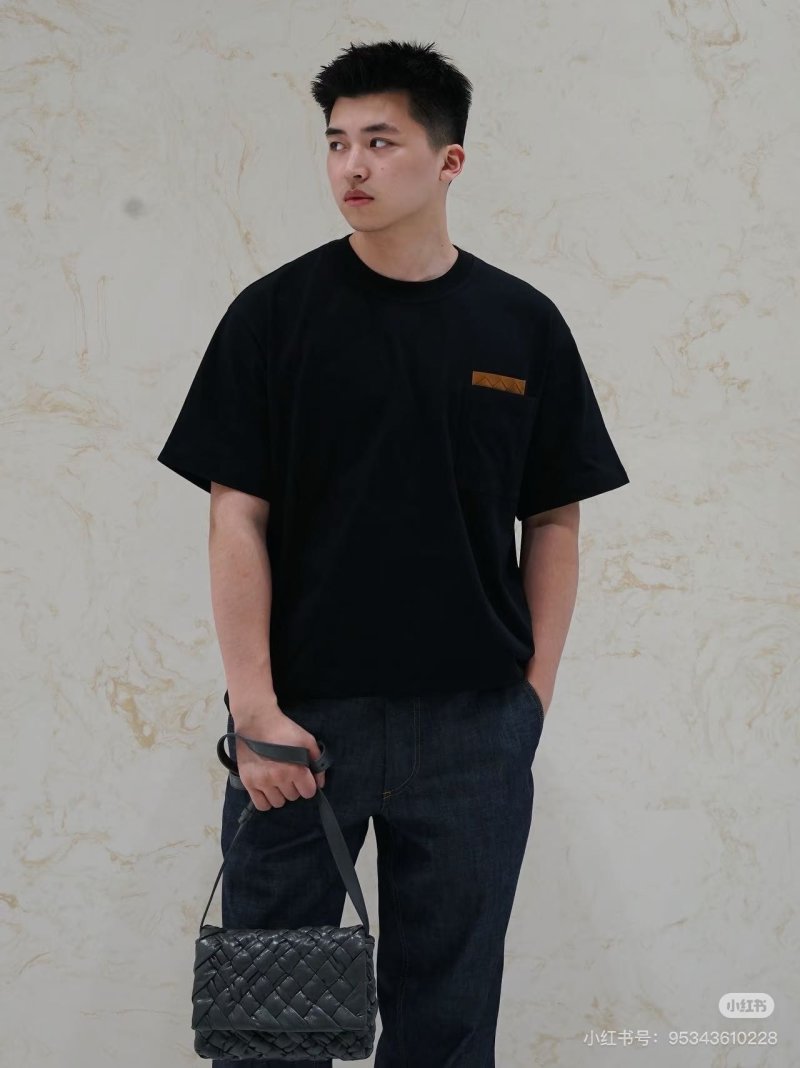 Stone Island Black Short Sleeve T-Shirt with Brown Patch Pocket view