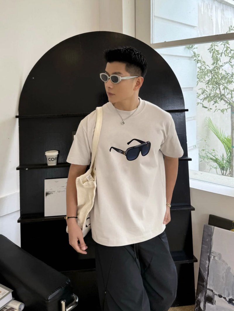 White Sunglasses Graphic Short Sleeve T-Shirt view