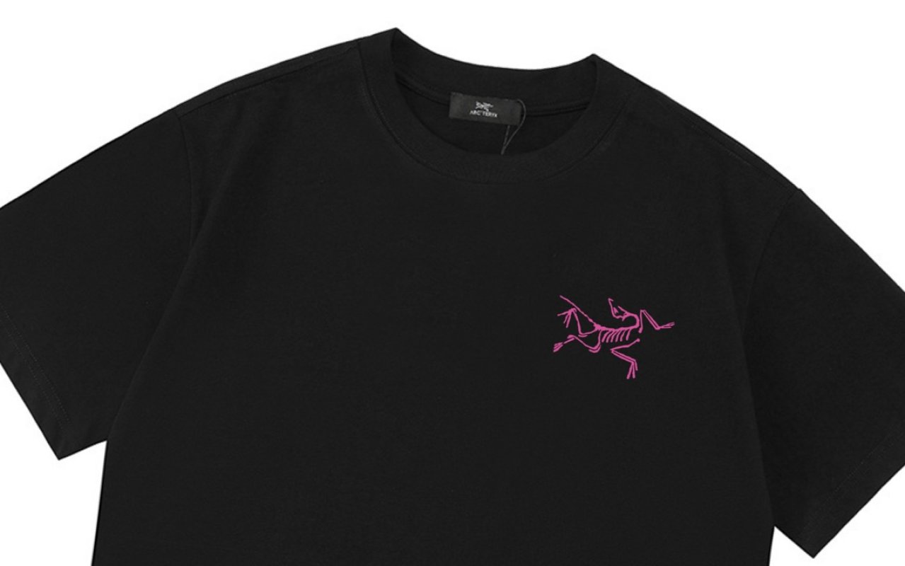 Black Oversized T-Shirt with Pink Winged Skeleton Graphic view