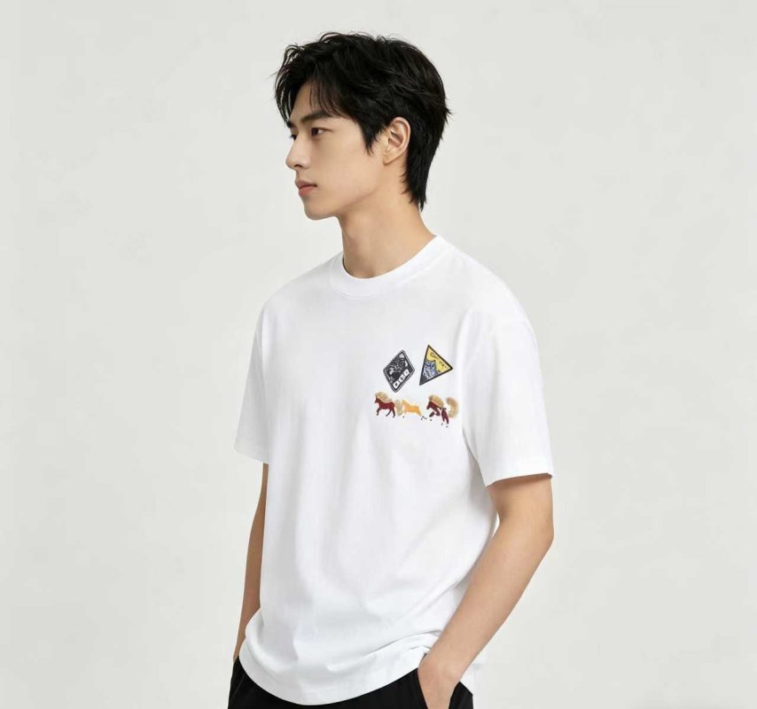 White Graphic Patch Short Sleeve T-Shirt view