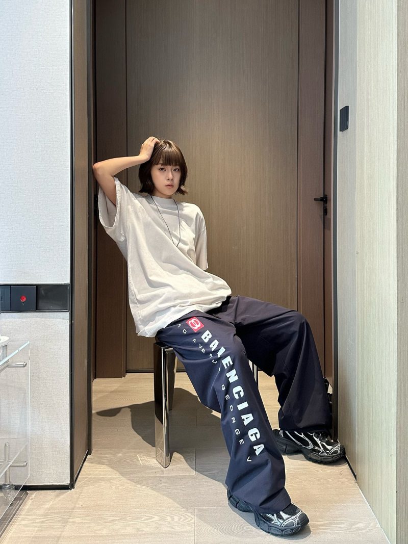 Balenciaga Navy Logo Wide-Leg Jeans