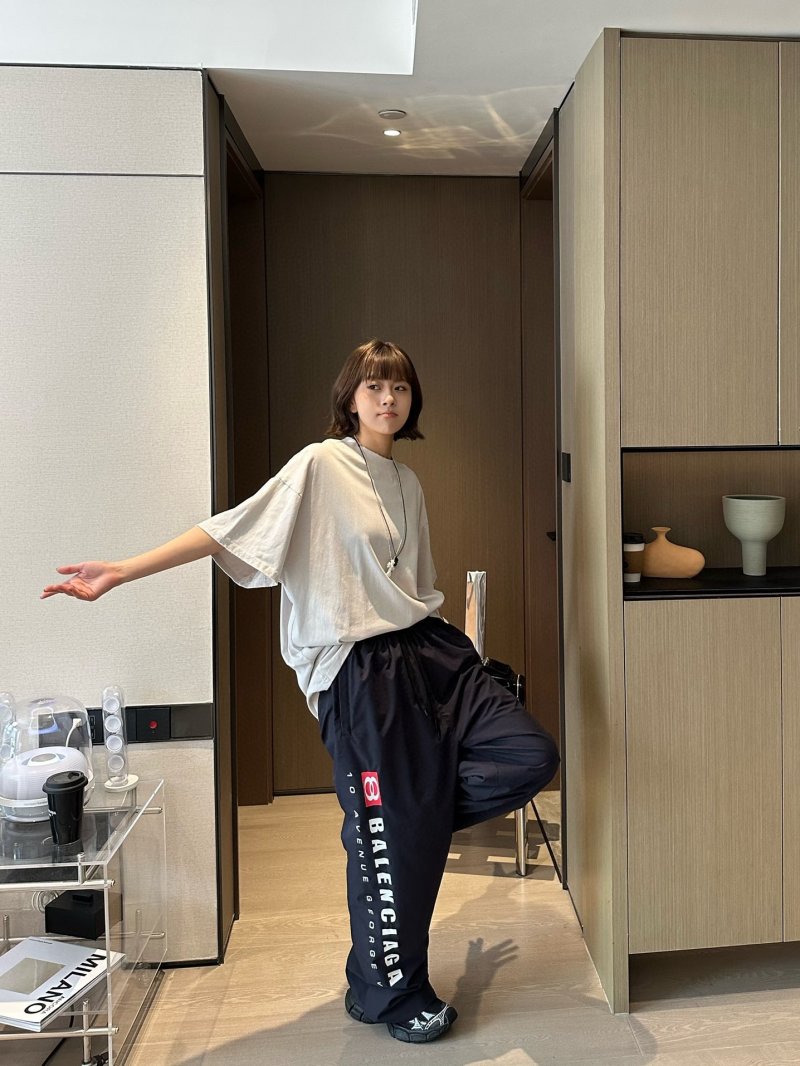 Balenciaga Navy Logo Wide-Leg Jeans view