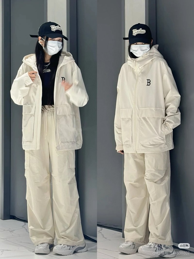 Premium Cream Oversized Windbreaker Jacket with Hood view