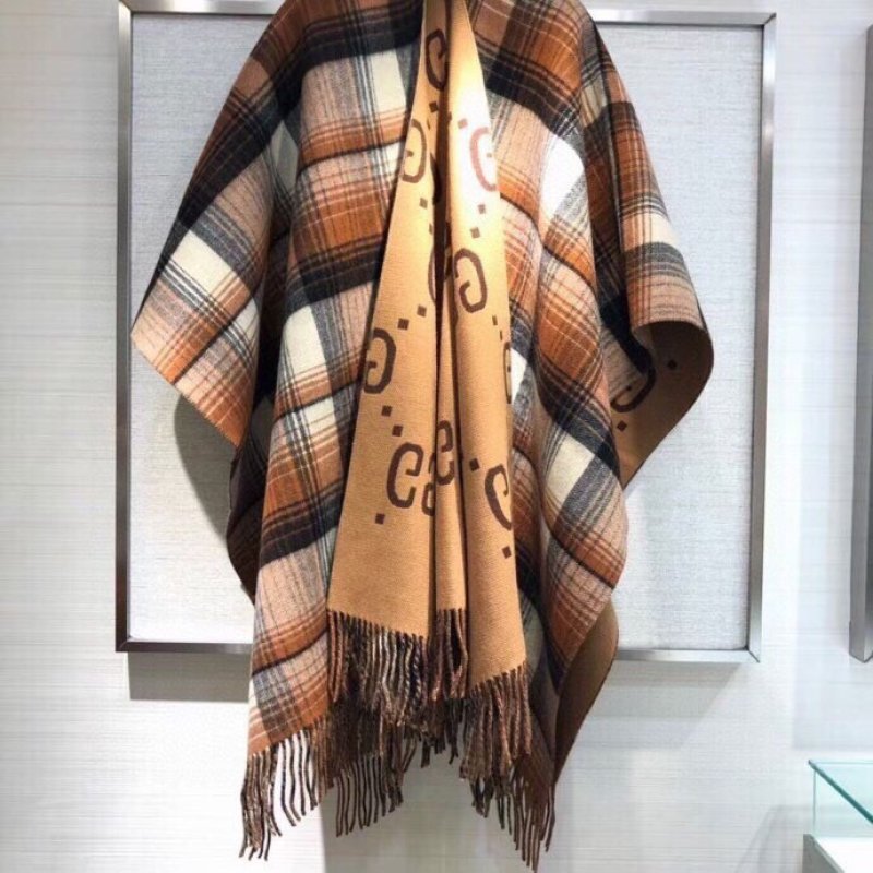 Gucci GG Monogram Wool Cape Shawl - Gold view