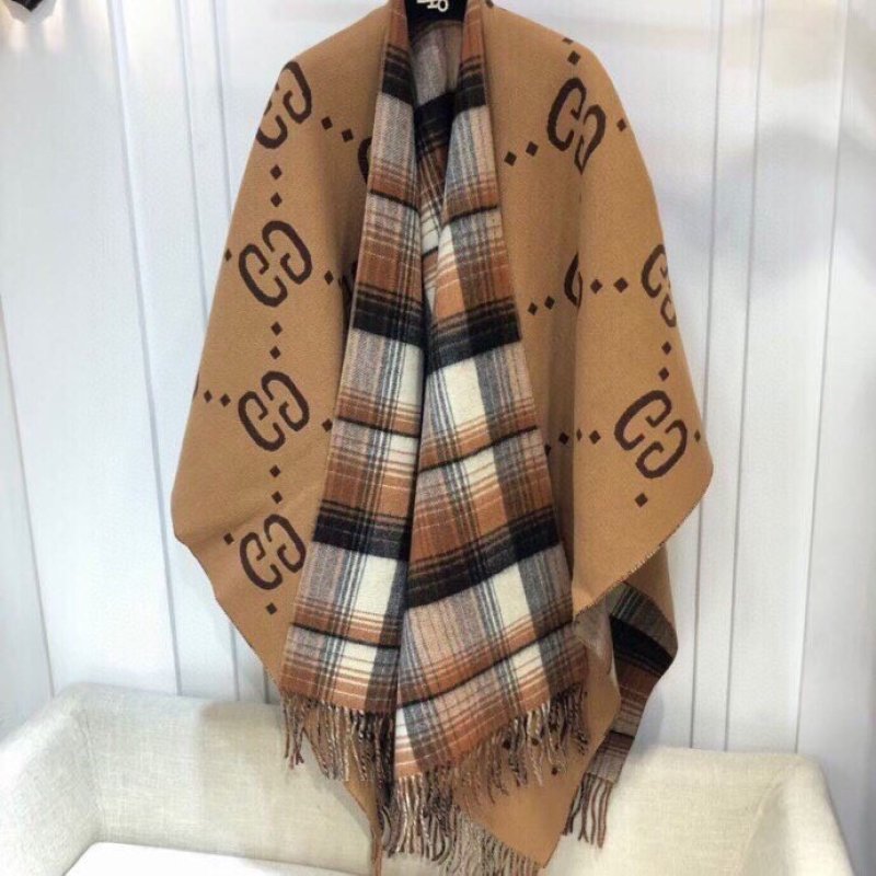 Gucci GG Monogram Wool Cape Shawl - Gold view