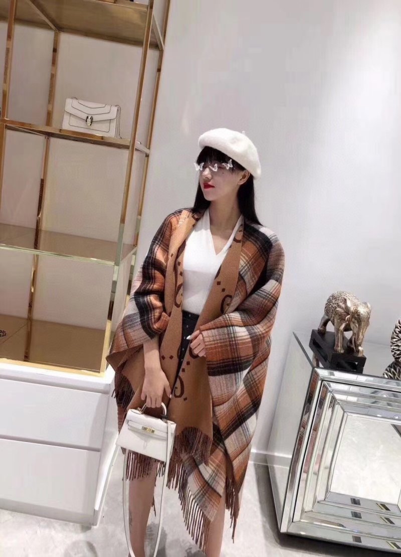 Gucci GG Monogram Wool Cape Shawl - Gold view