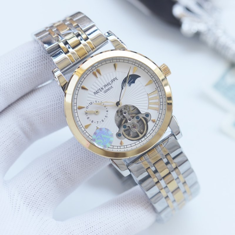 Patek Philippe Skeleton Tourbillon Two-Tone Black Dial Watch view