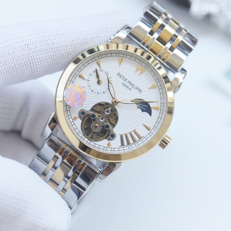 Patek Philippe Skeleton Tourbillon Two-Tone Black Dial Watch view