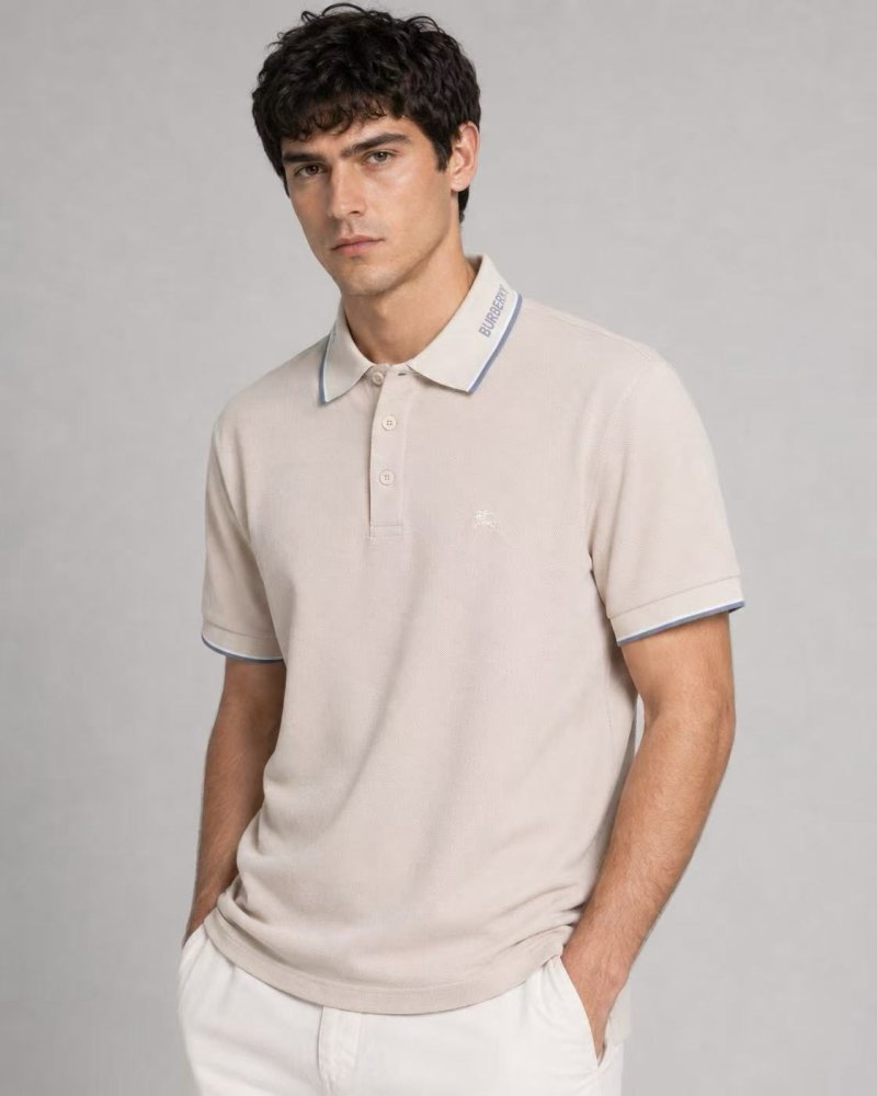 Burberry Cream Polo Shirt with Contrast Trim