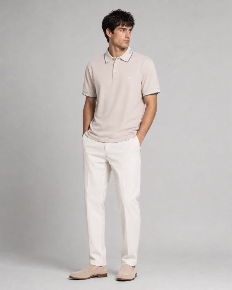 Burberry Cream Polo Shirt with Contrast Trim view