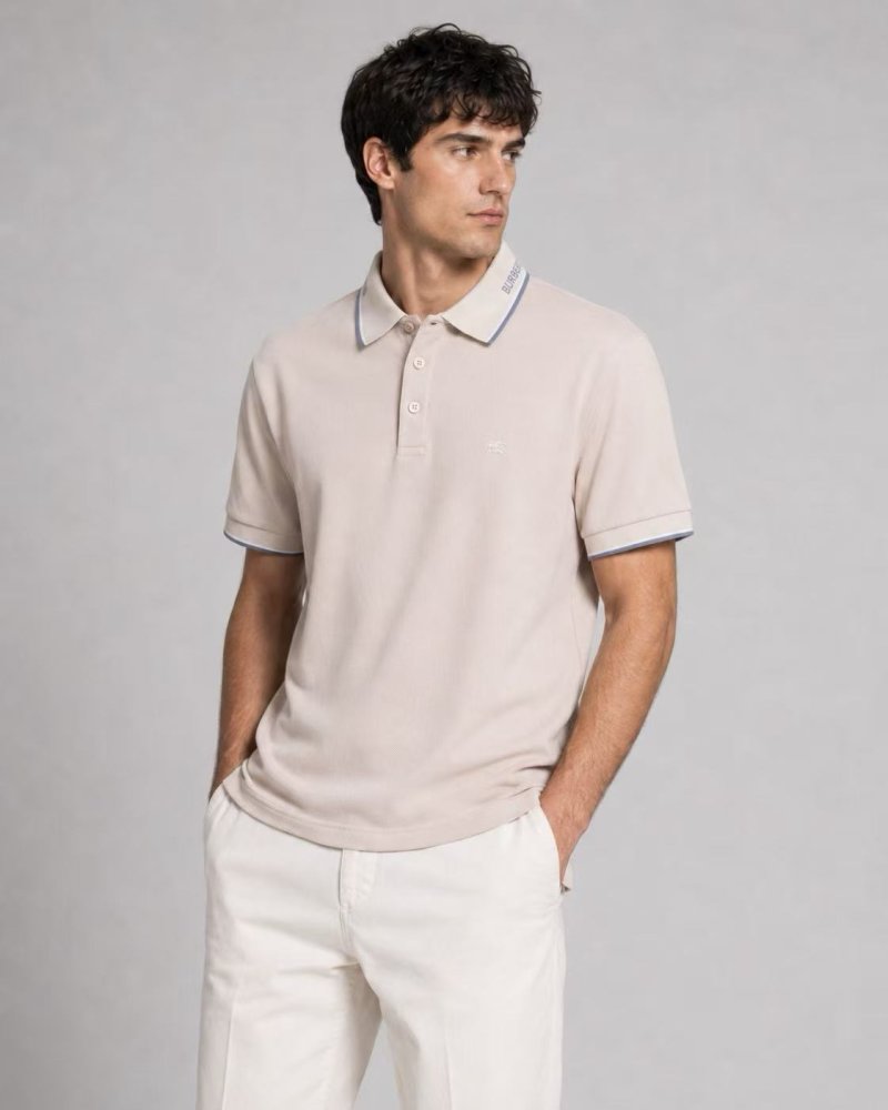 Burberry Cream Polo Shirt with Contrast Trim view