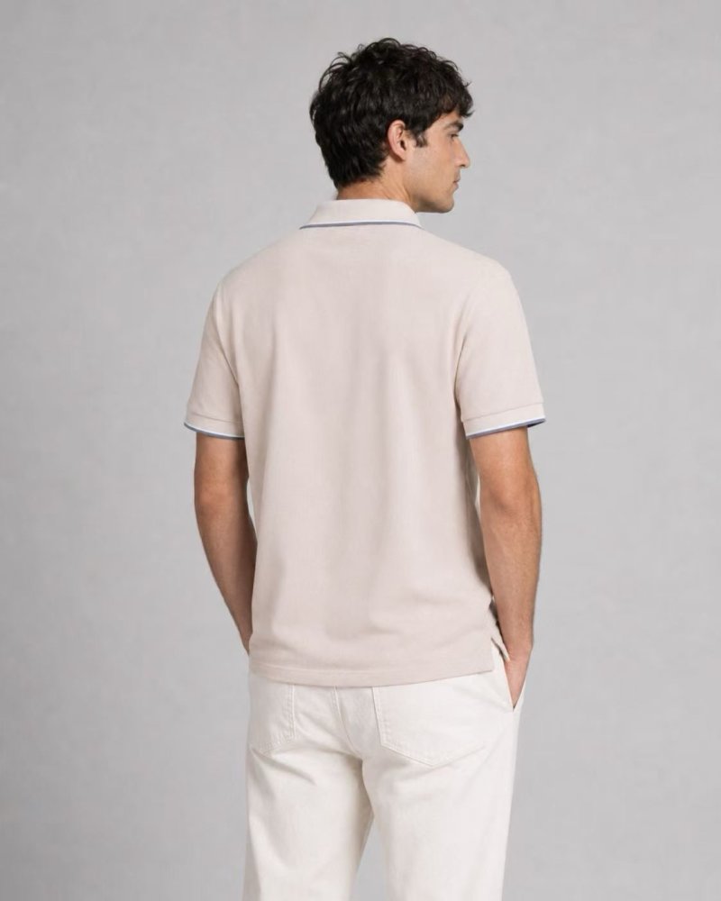 Burberry Cream Polo Shirt with Contrast Trim view