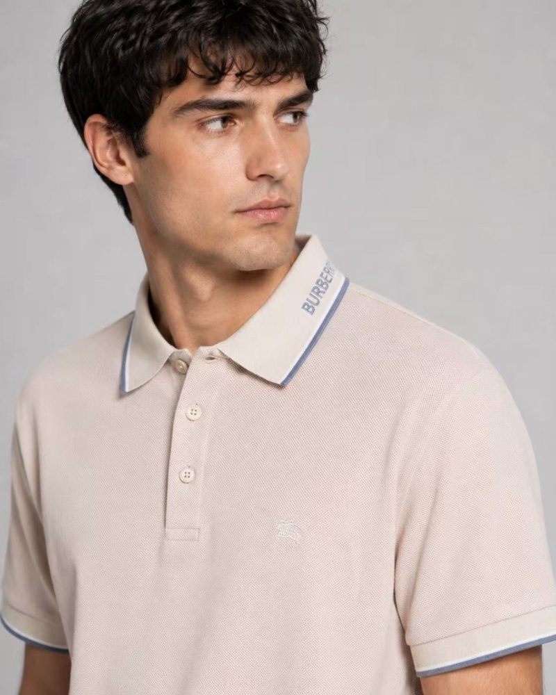 Burberry Cream Polo Shirt with Contrast Trim view