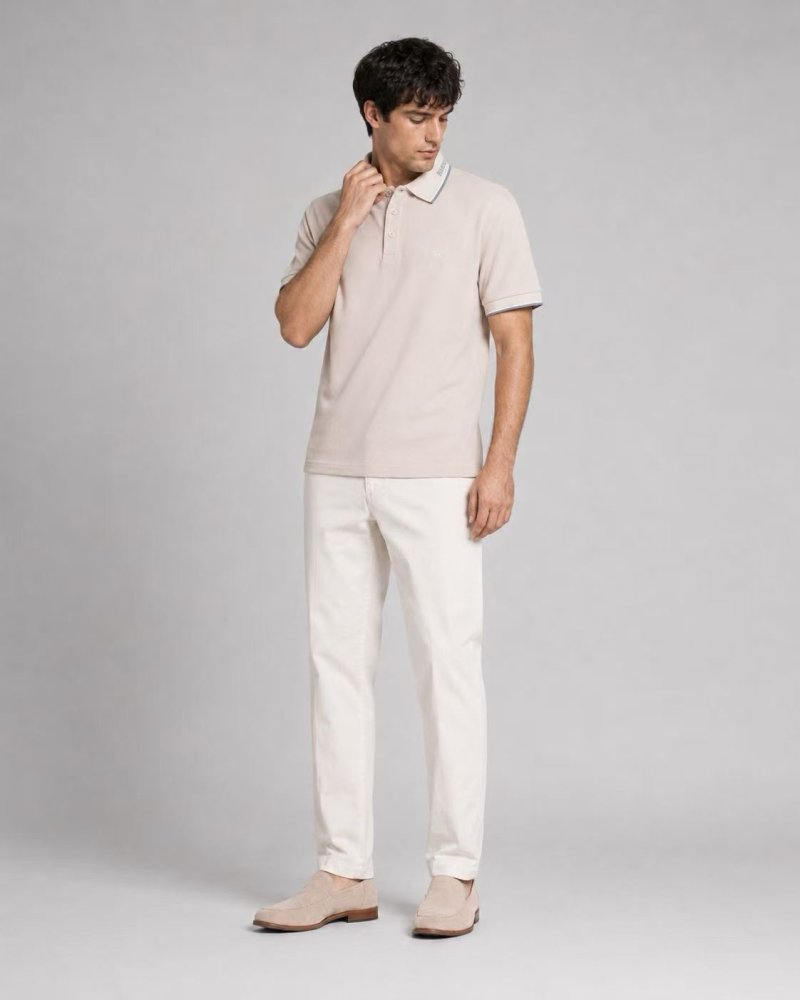 Burberry Cream Polo Shirt with Contrast Trim view
