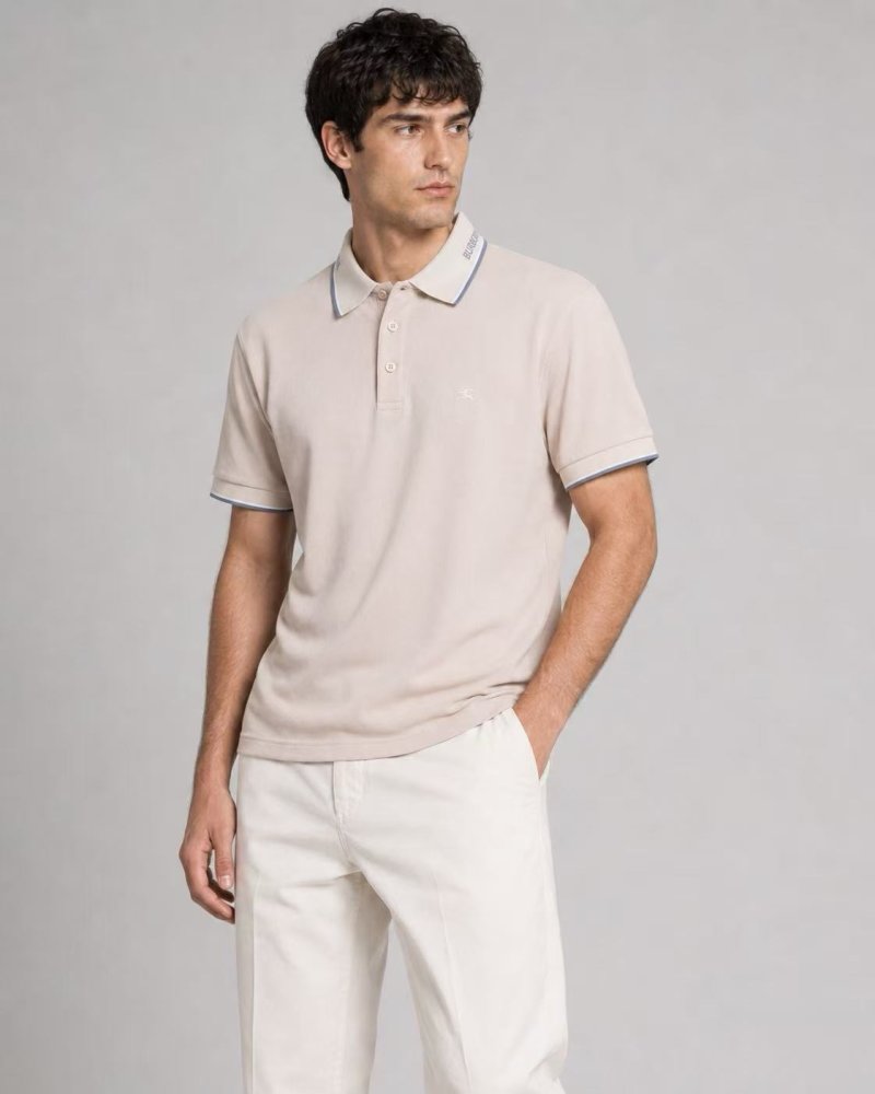 Burberry Cream Polo Shirt with Contrast Trim view