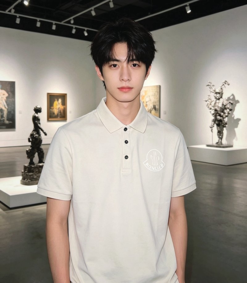 Moncler Logo Polo Shirt Cream view