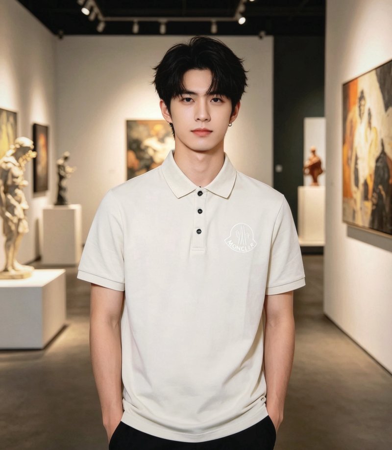 Moncler Logo Polo Shirt Cream view