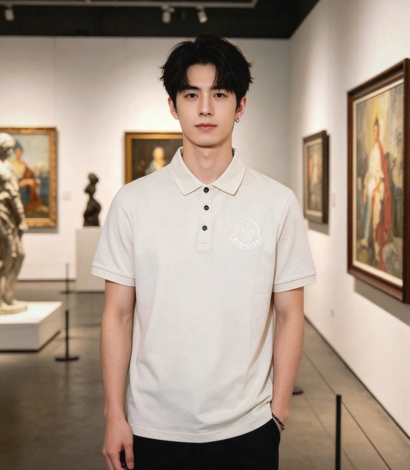 Moncler Logo Polo Shirt Cream view