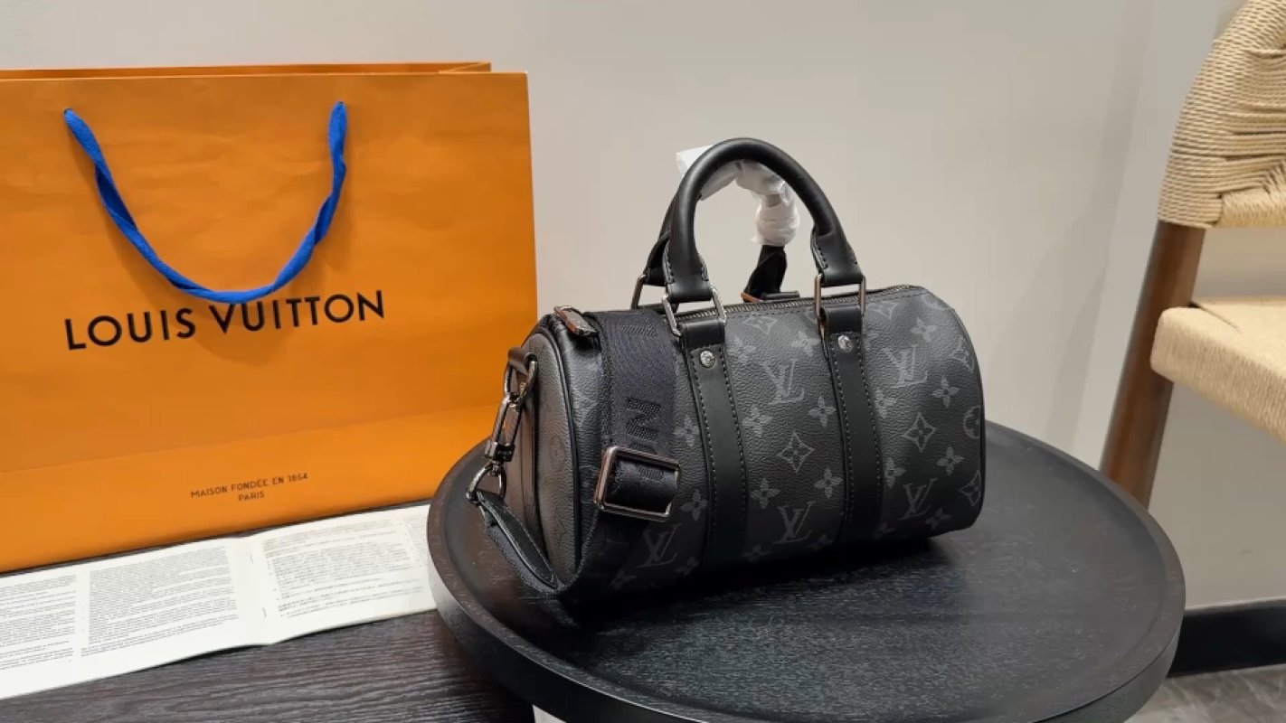 Louis Vuitton Keepall Monogram Canvas Duffle Bag Black