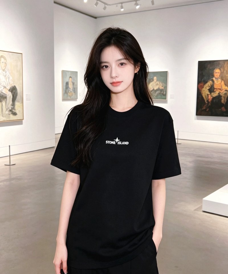 Stone Island Black Logo T-Shirt view