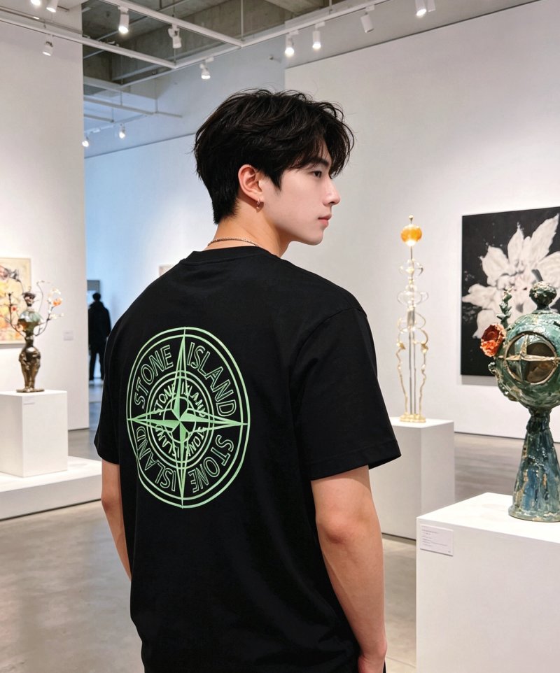 Stone Island Black Logo T-Shirt view