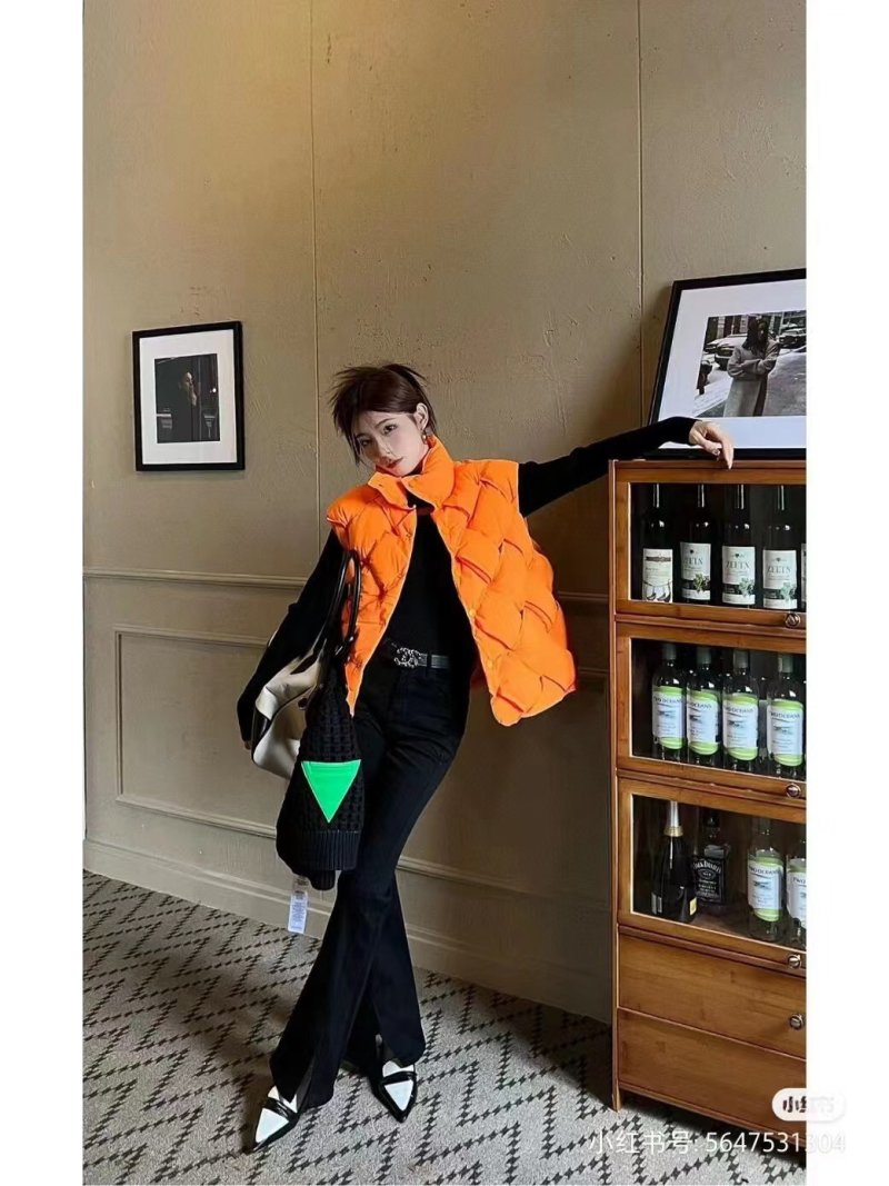 Bright Orange Puffer Down Jacket view