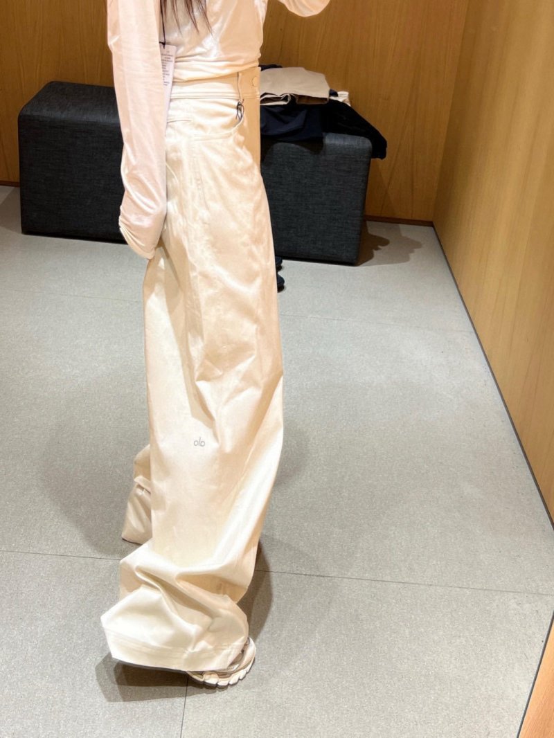 Cream Wide-Leg Satin Trousers view
