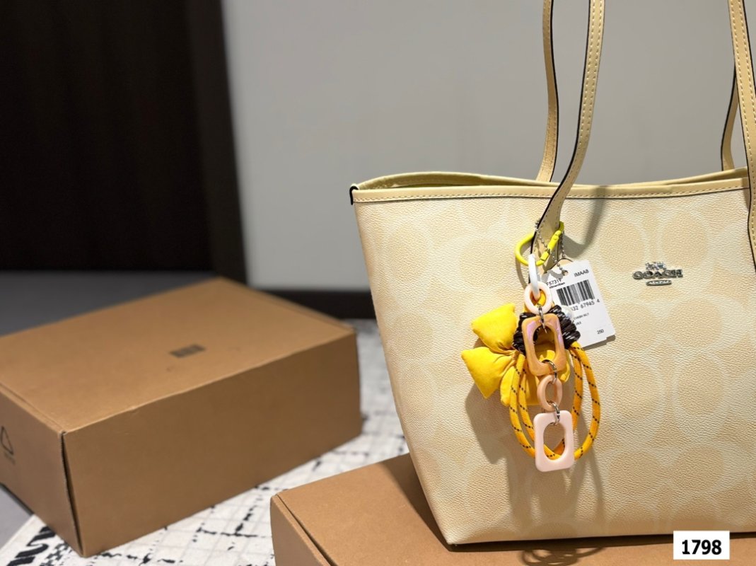 Coach City Tote Bag Cream with Yellow Charm view