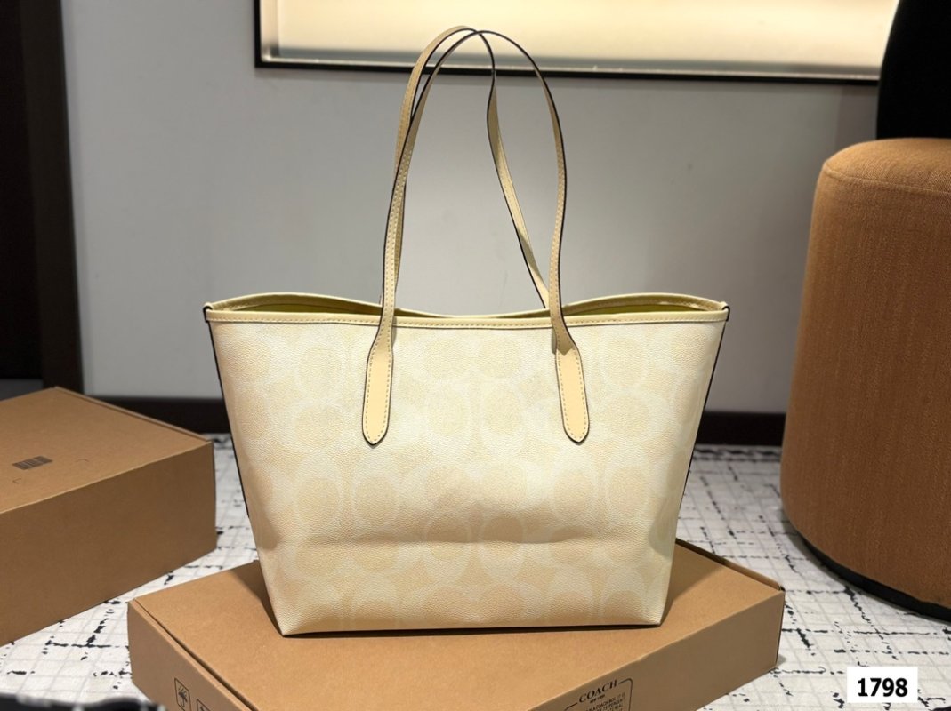 Coach City Tote Bag Cream with Yellow Charm view