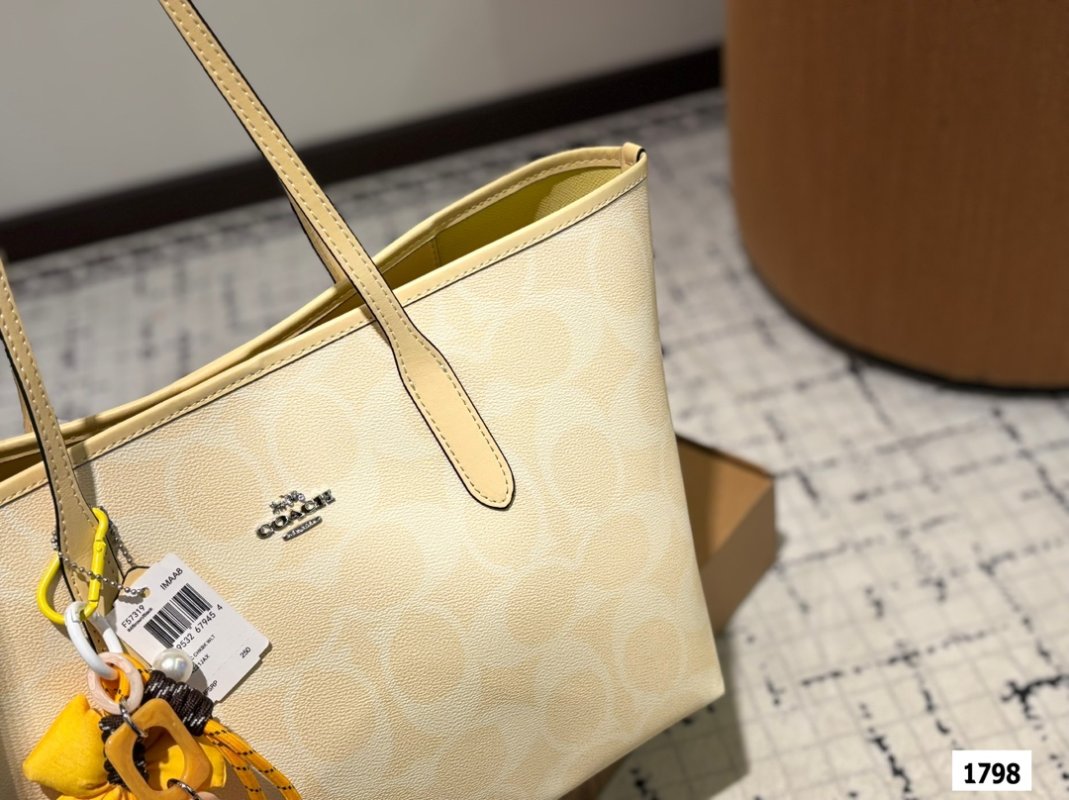 Coach City Tote Bag Cream with Yellow Charm view