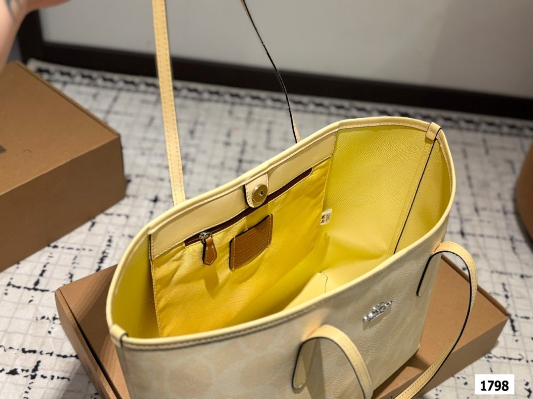 Coach City Tote Bag Cream with Yellow Charm view